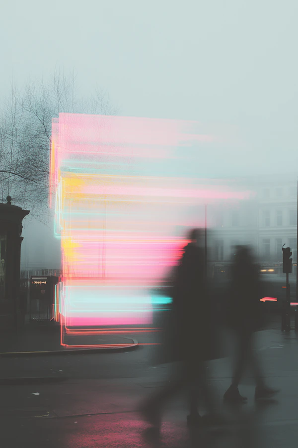 Foggy Neon Street Scene