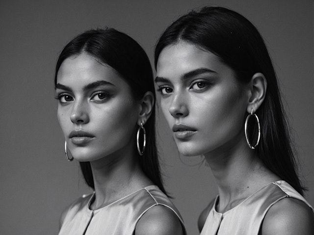 Twin Portrait in Black and White