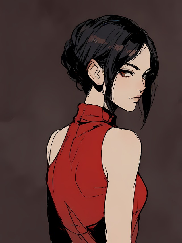 Stylized Woman in Red Dress