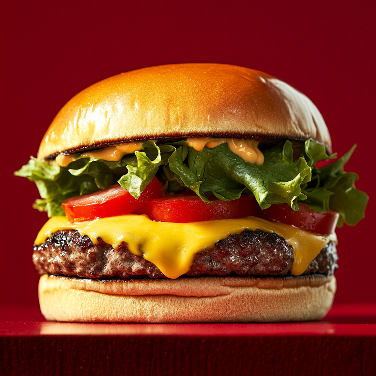 Close-Up of a Juicy Cheeseburger