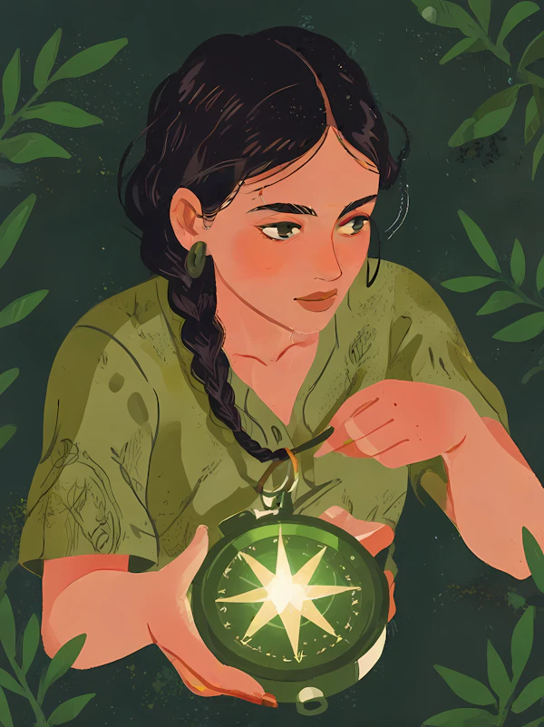 Woman with Glowing Compass