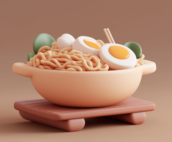 Stylized 3D Ramen Bowl Artwork