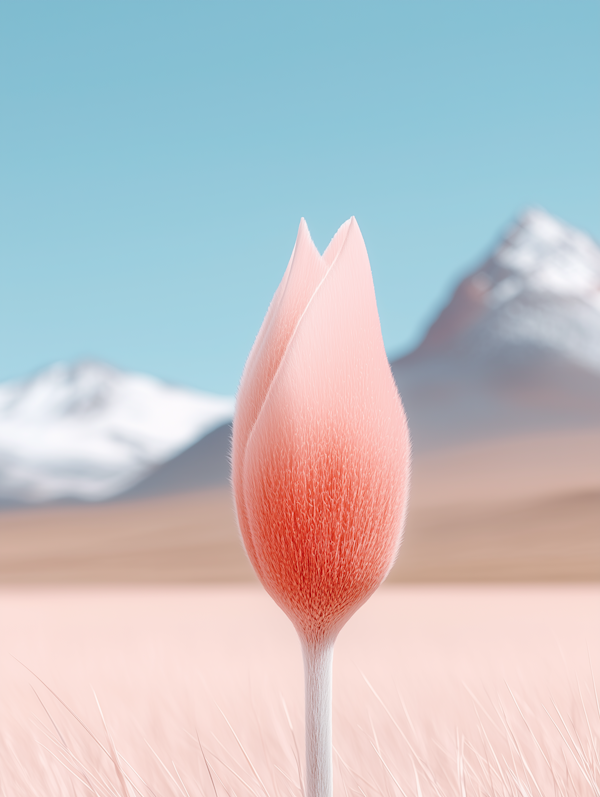 Surreal Tulip Amidst Snowy Mountains