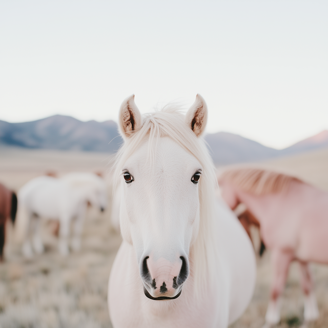 White Horse in Serene Landscape