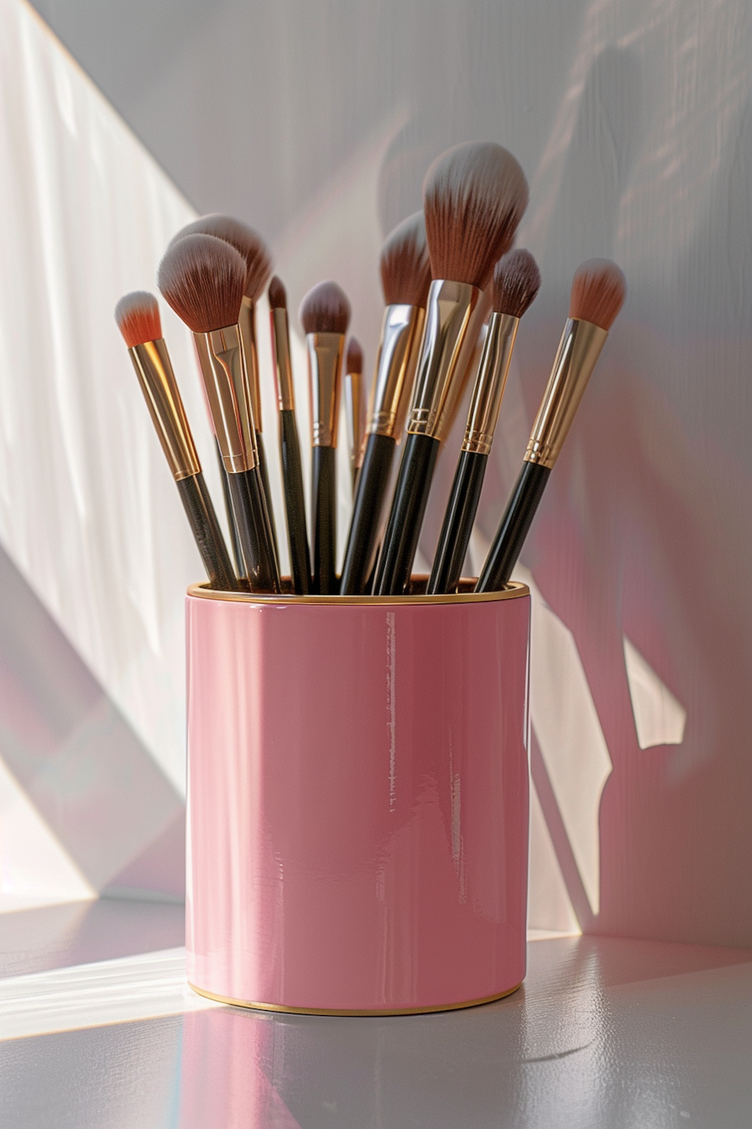 Elegant Makeup Brushes Arrangement