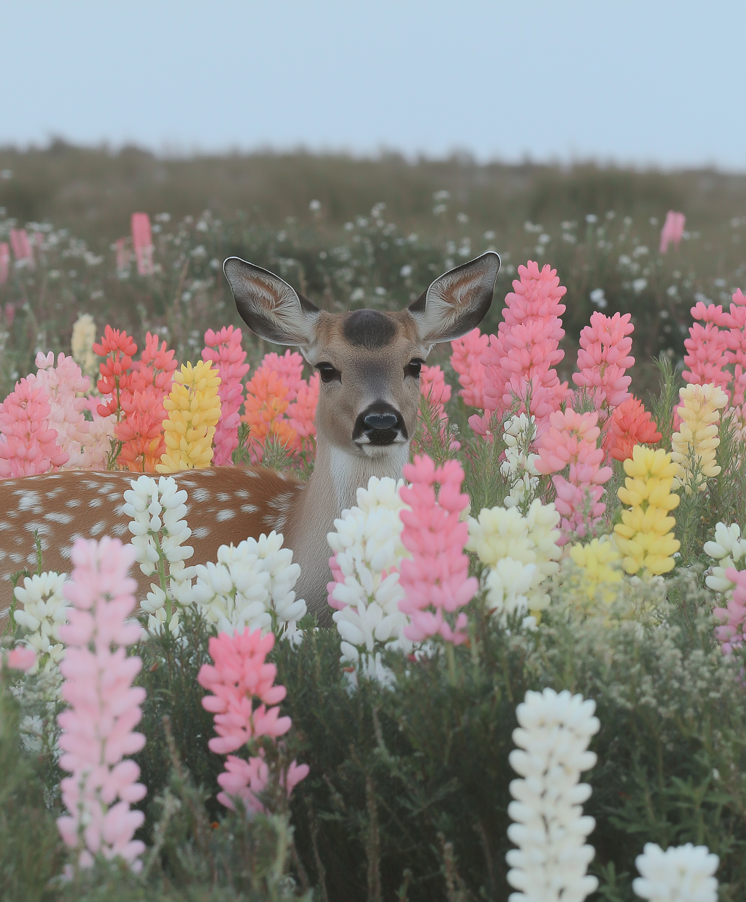 Deer in Lupine Field