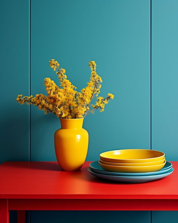 Modern Vibrance: Sunny Tableau with Teal and Yellow Accents