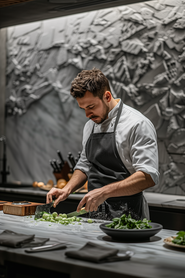 Focused Male Chef in Professional Attire