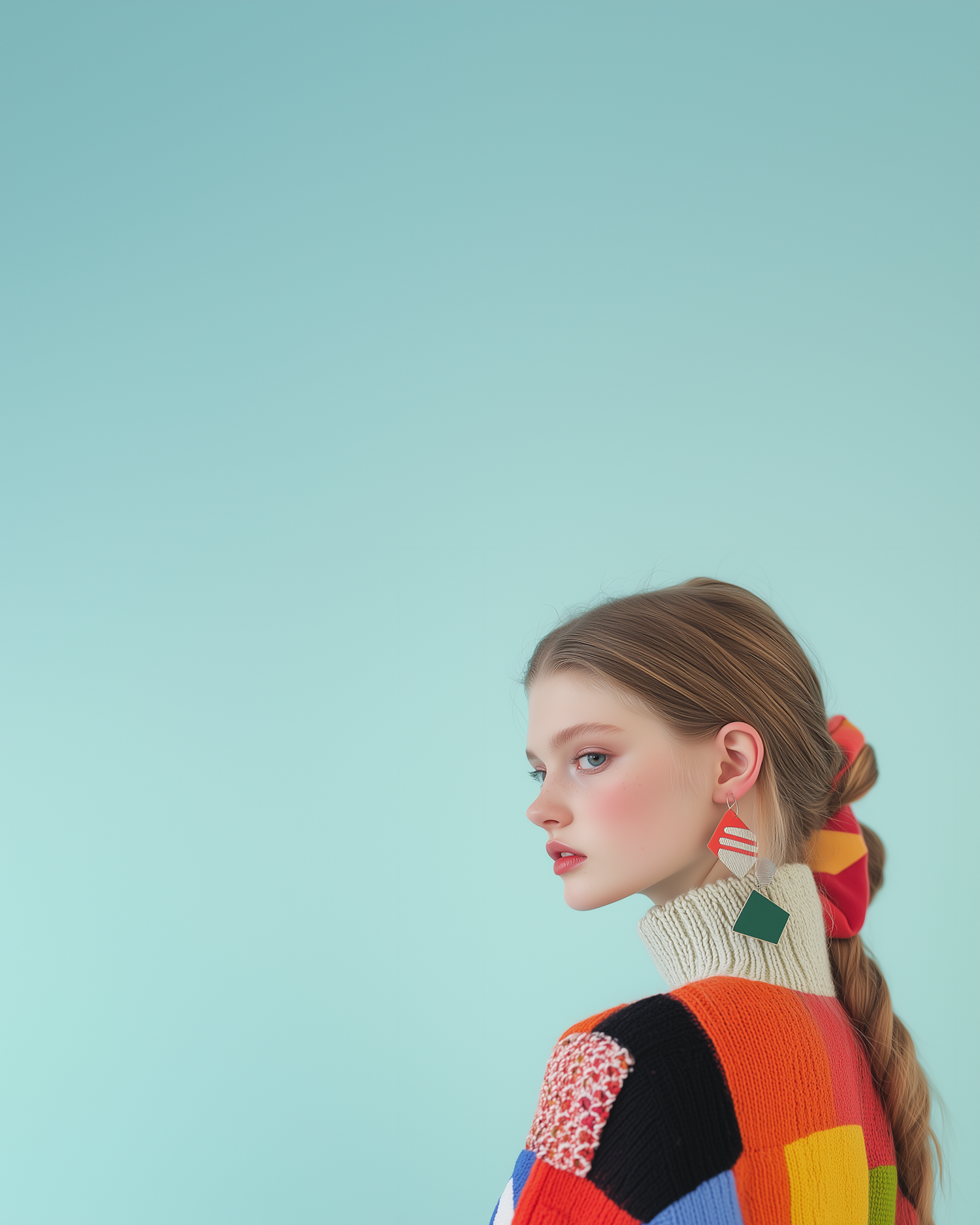 Profile of a Young Woman in Colorful Attire