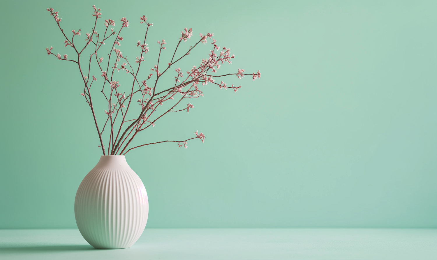 Elegant Pastel Vase with Blooming Branches