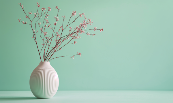 Elegant Pastel Vase with Blooming Branches