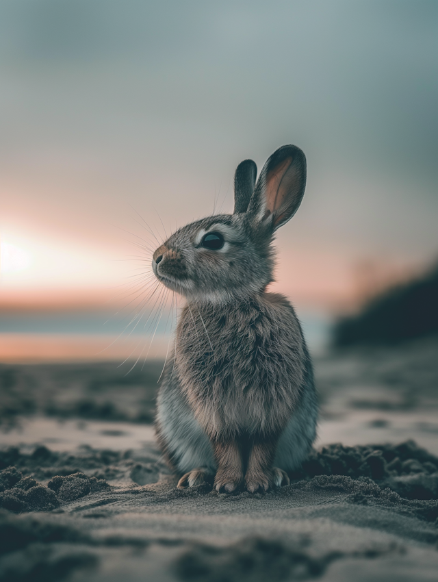 Alert Rabbit in Dusk