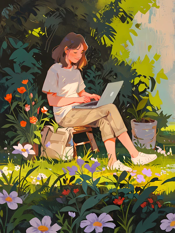Woman in Tranquil Garden