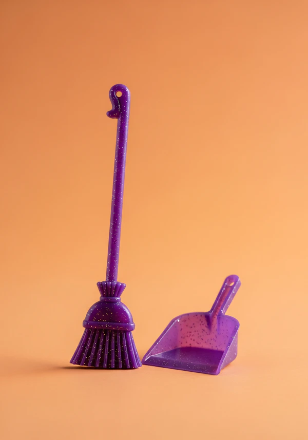 Purple Broom and Dustpan