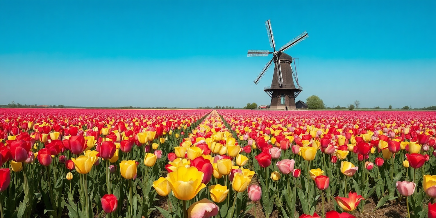 Tulip Field with Windmill