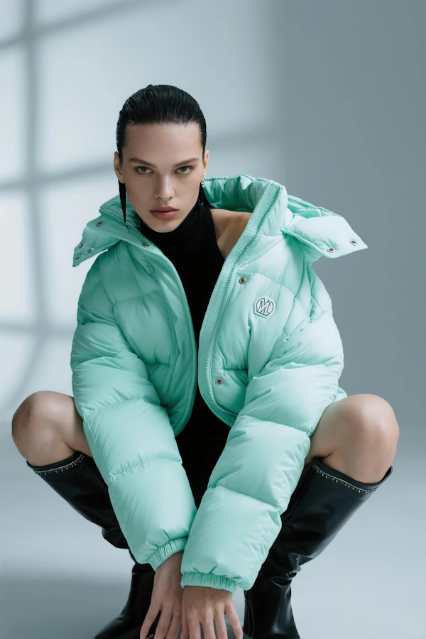 Stylish Mint Jacket Pose