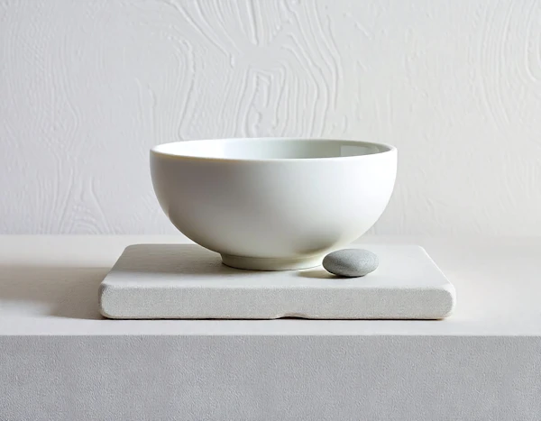 Minimalist Ceramic Bowl and Stone