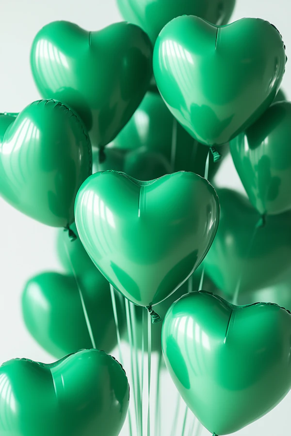 Green Heart Balloons