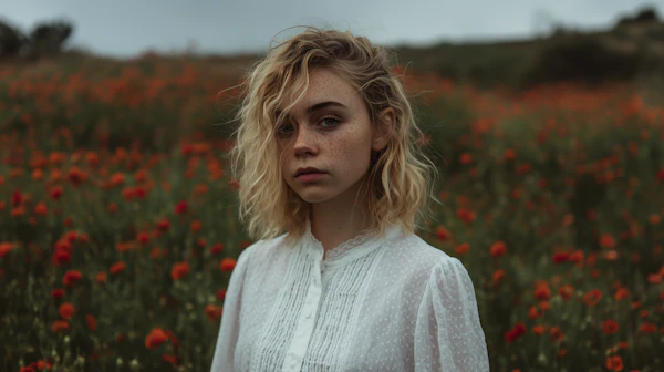 Woman in Flower Field