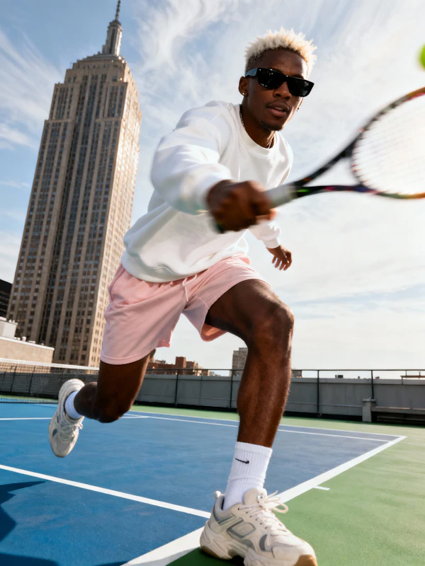 Rooftop Tennis Action