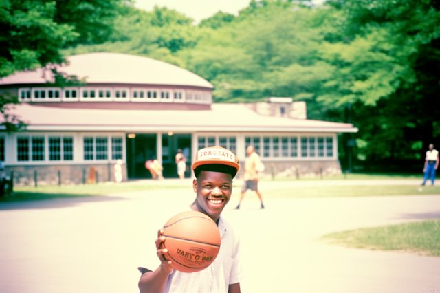 Confident Young Baller in Sunlit Park