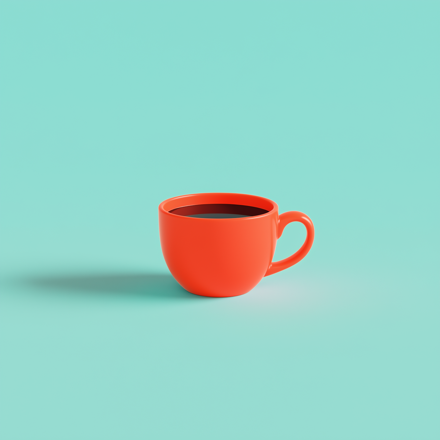 Vibrant Orange Coffee Cup on Teal Background