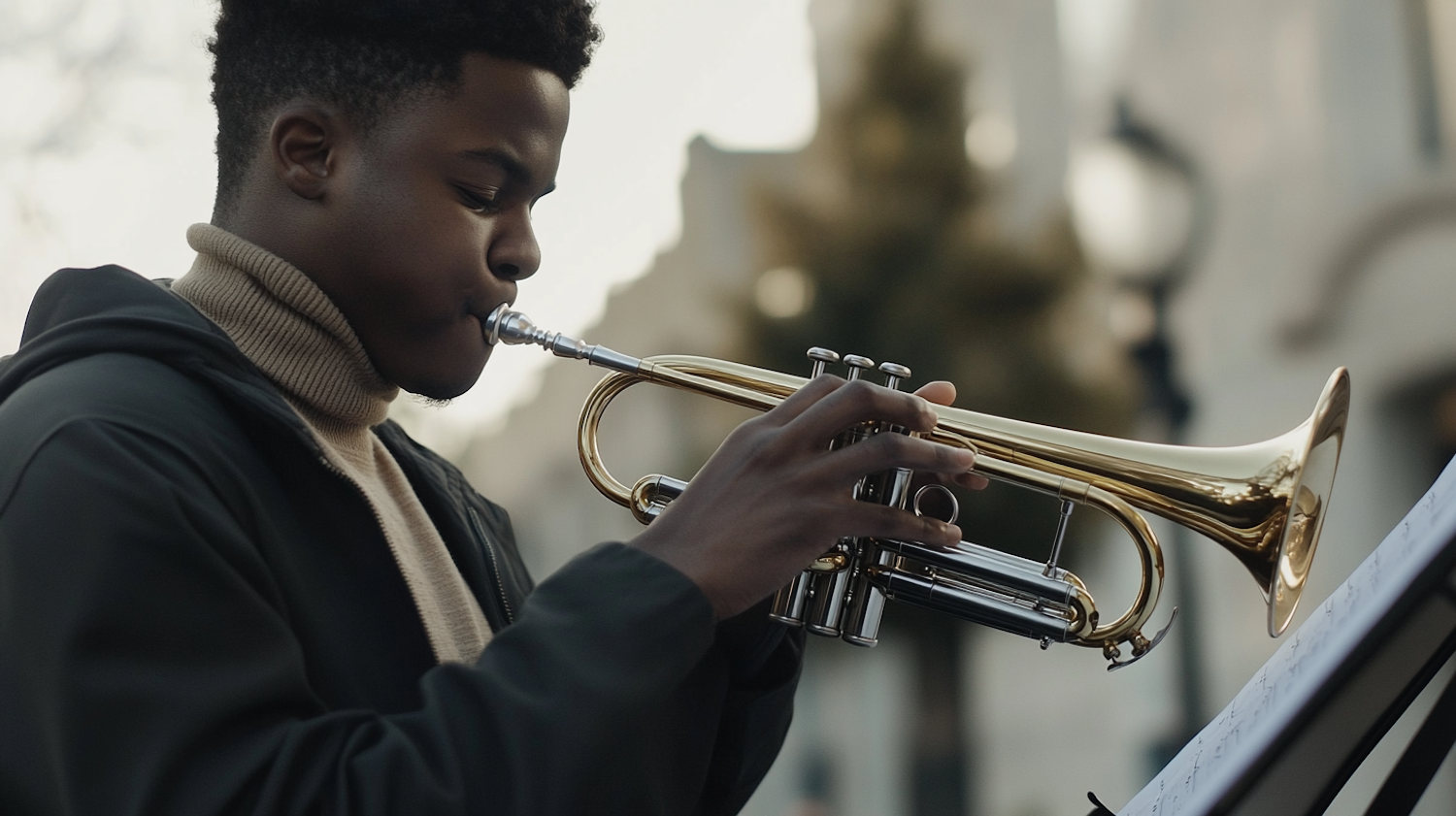 Young Man Playing Trumpet