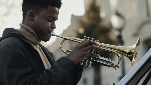 Young Man Playing Trumpet