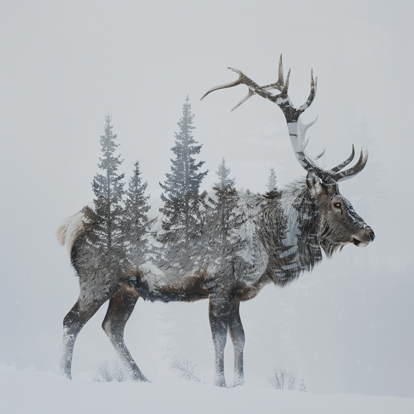 Majestic Elk in Winter Wonderland