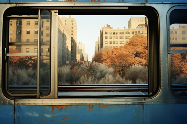 Autumnal Urban Tapestry Through a Train Window