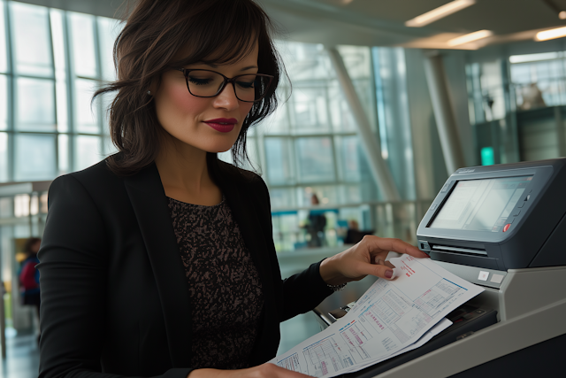 Woman in Modern Office with Documents