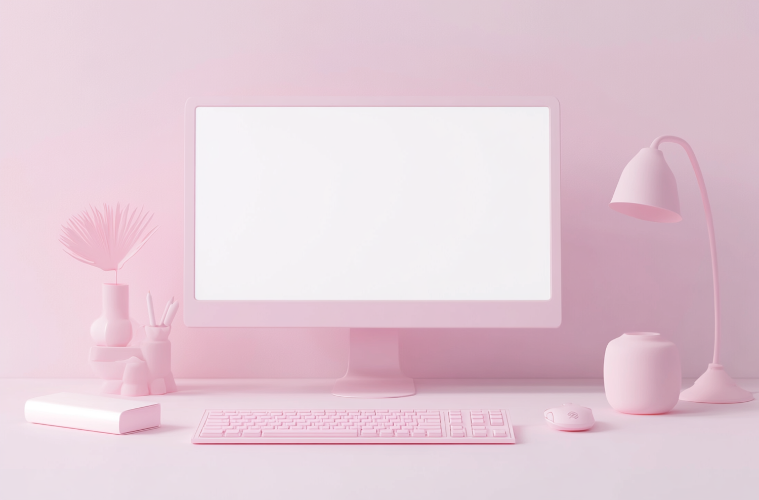 Minimalist Pink Workspace