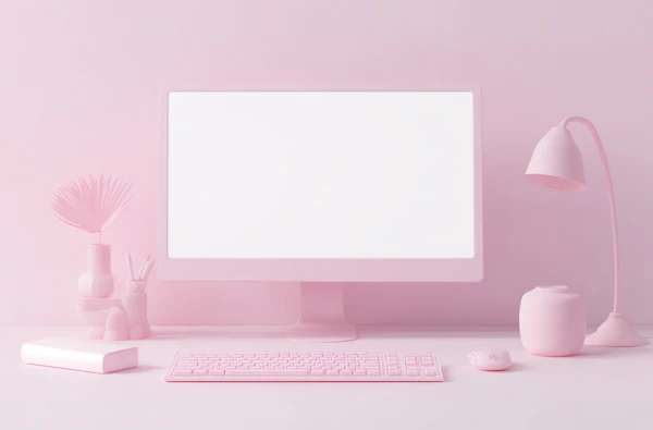 Minimalist Pink Workspace