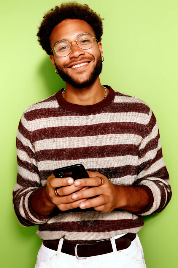 Smiling Man with Phone