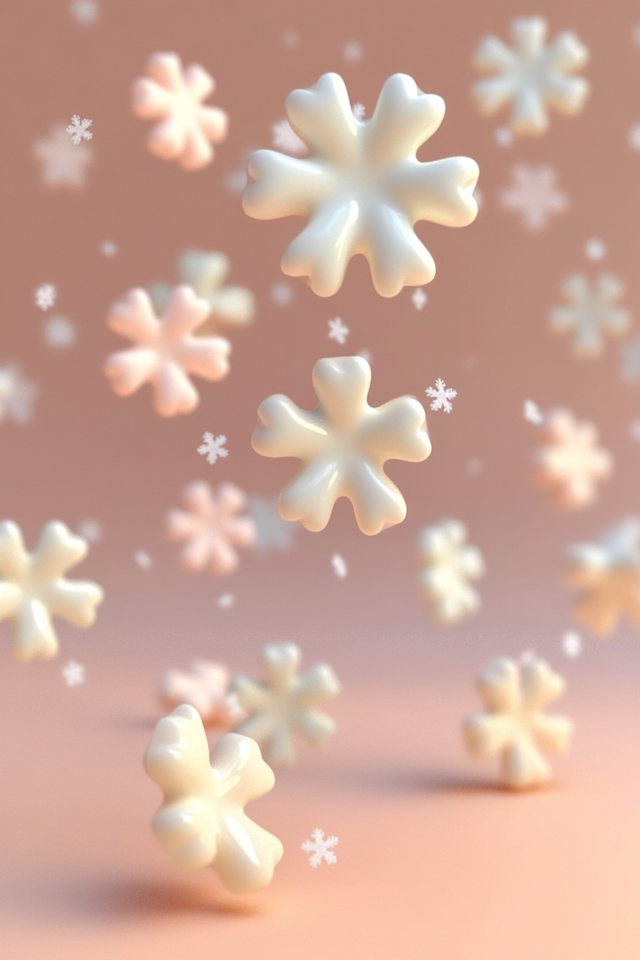 Stylized Snowflakes on Peach Background