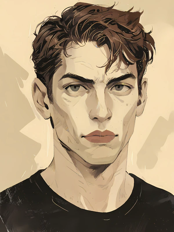 Illustration of Thoughtful Man
