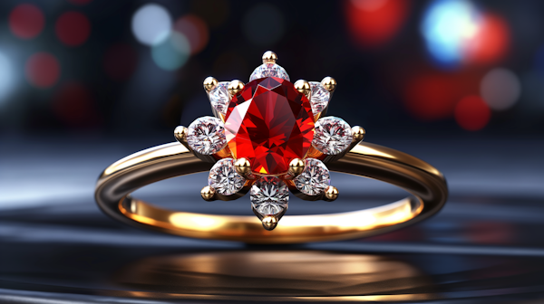 Elegant Gold Ring with Red Gemstone