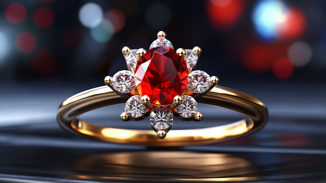 Elegant Gold Ring with Red Gemstone