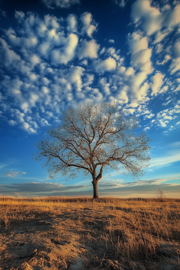 Solitary Tree in Open Field