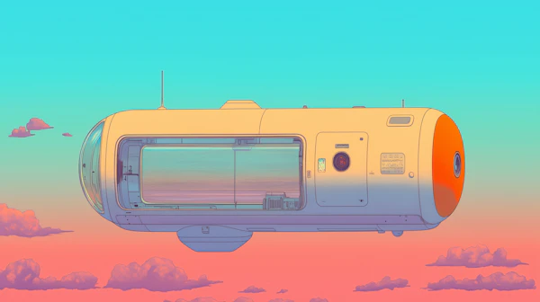 Futuristic Capsule in Vibrant Sky