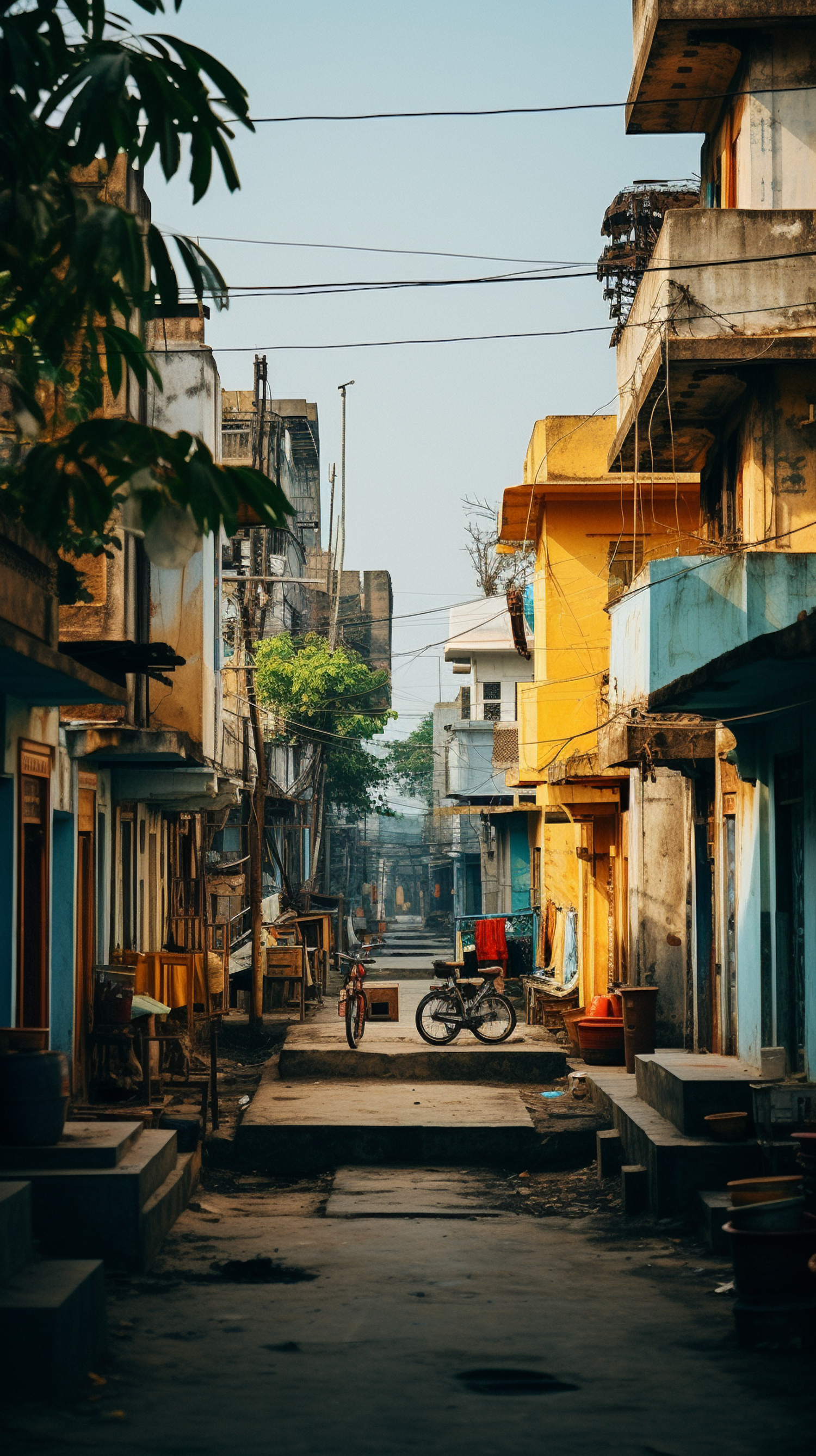 Sunlit Stillness in a Tropical Urban Alley