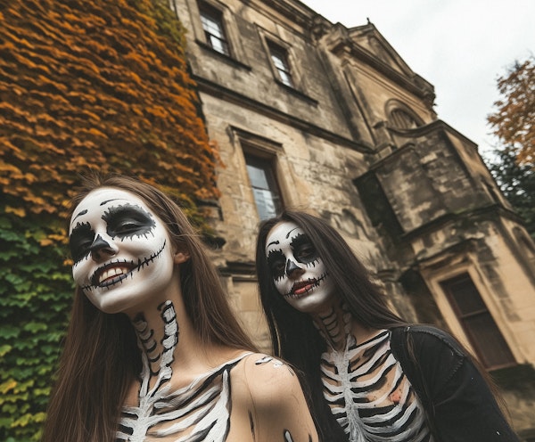 Skeleton Face Paint in Autumn