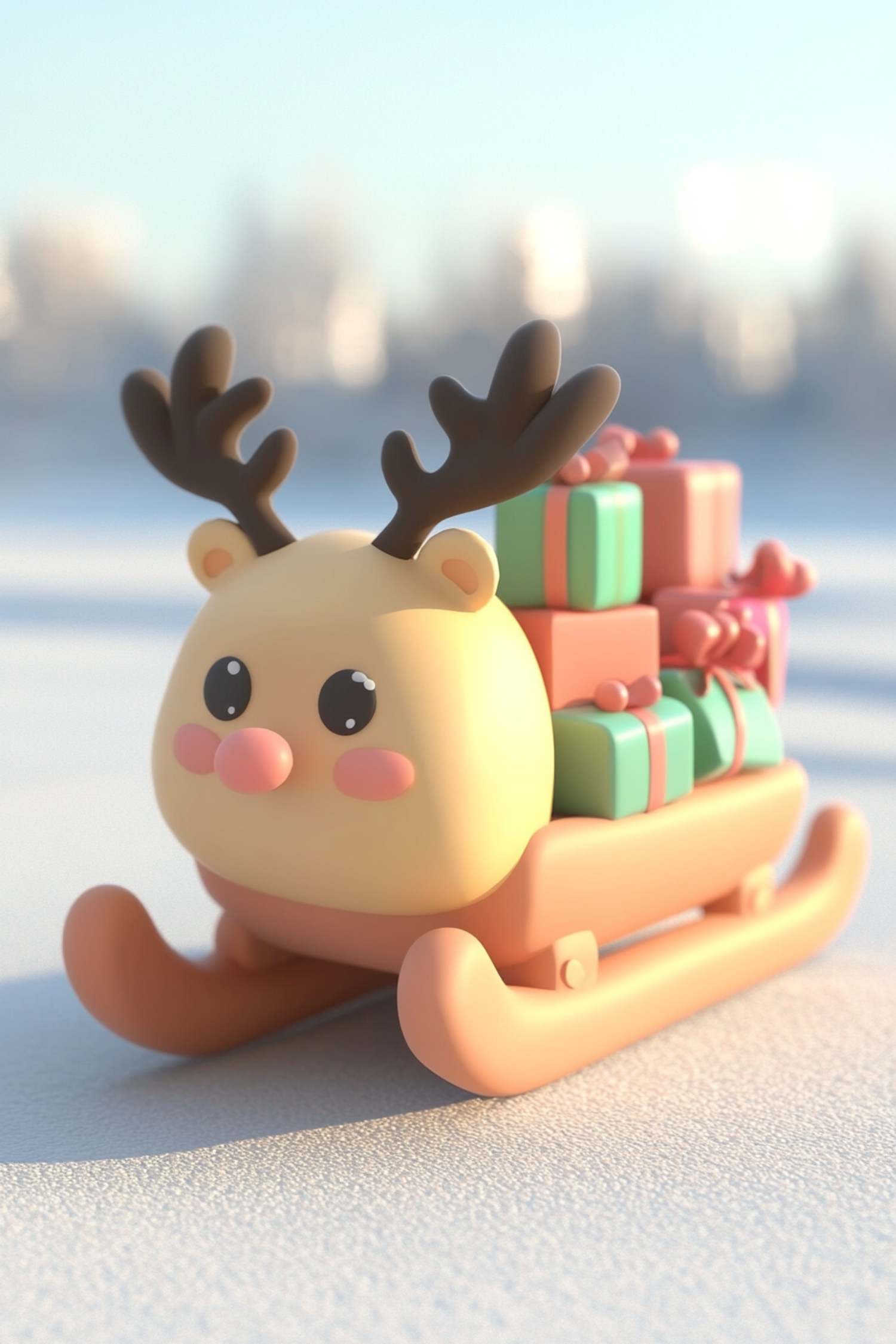 Whimsical Reindeer on Sled