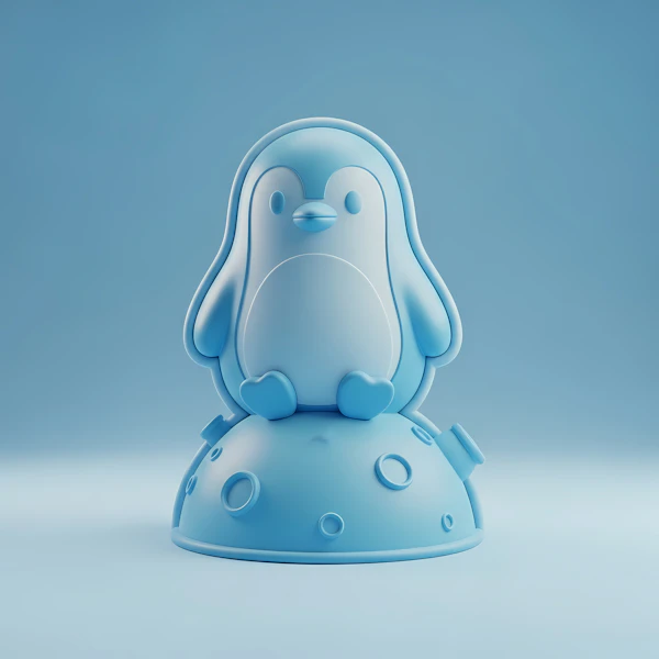 Stylized Penguin on Moon