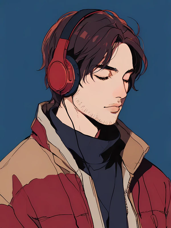Stylized Man with Headphones