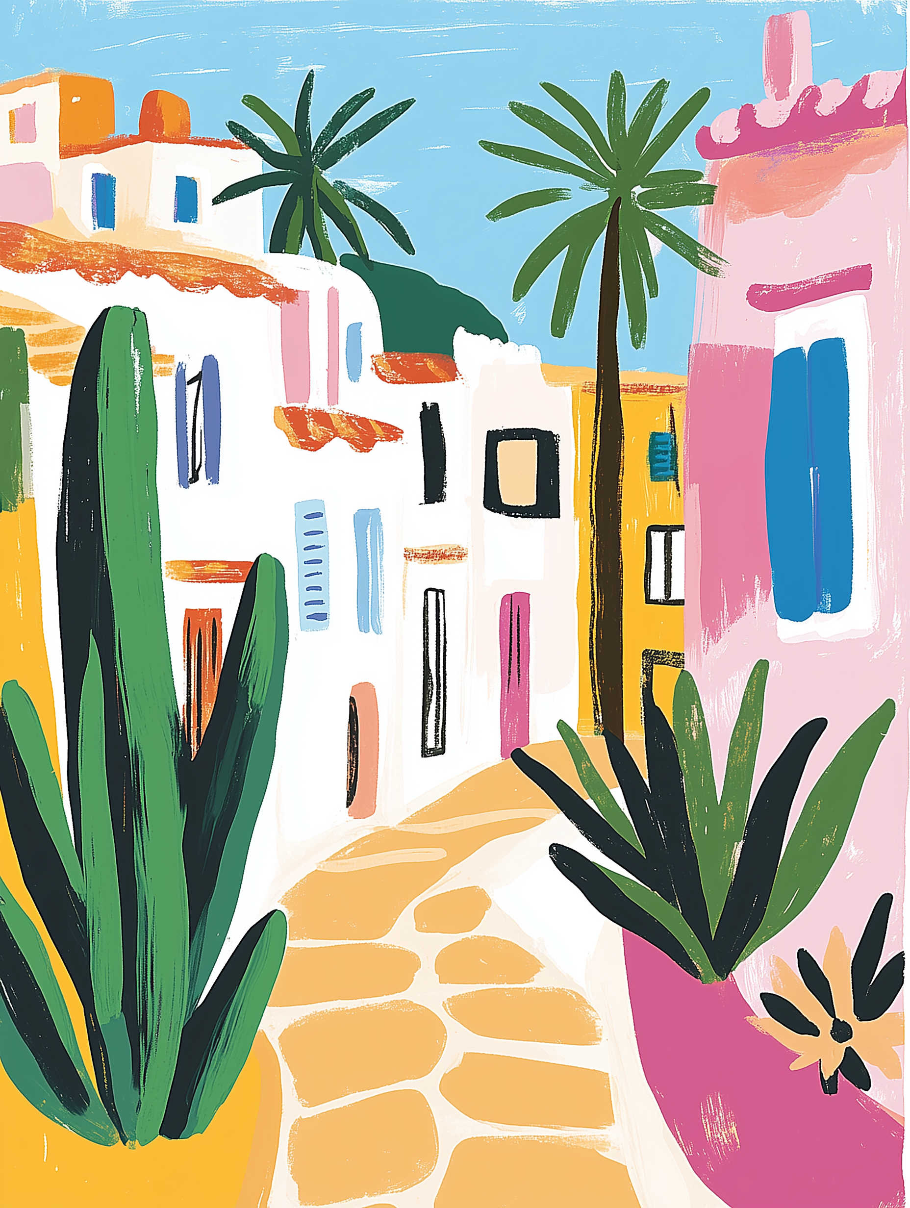 Vibrant Mediterranean Street Scene