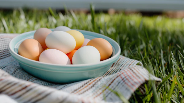 Pastel Egg Bowl Outdoors