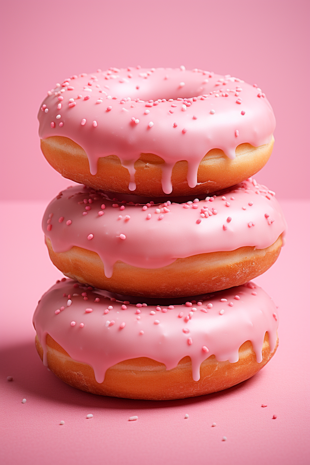 Pink Glazed Doughnuts with White Sprinkles