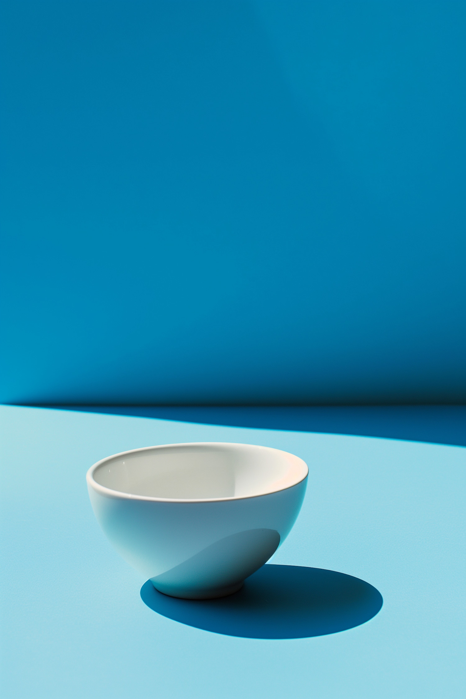 Minimalist White Bowl on Blue Background