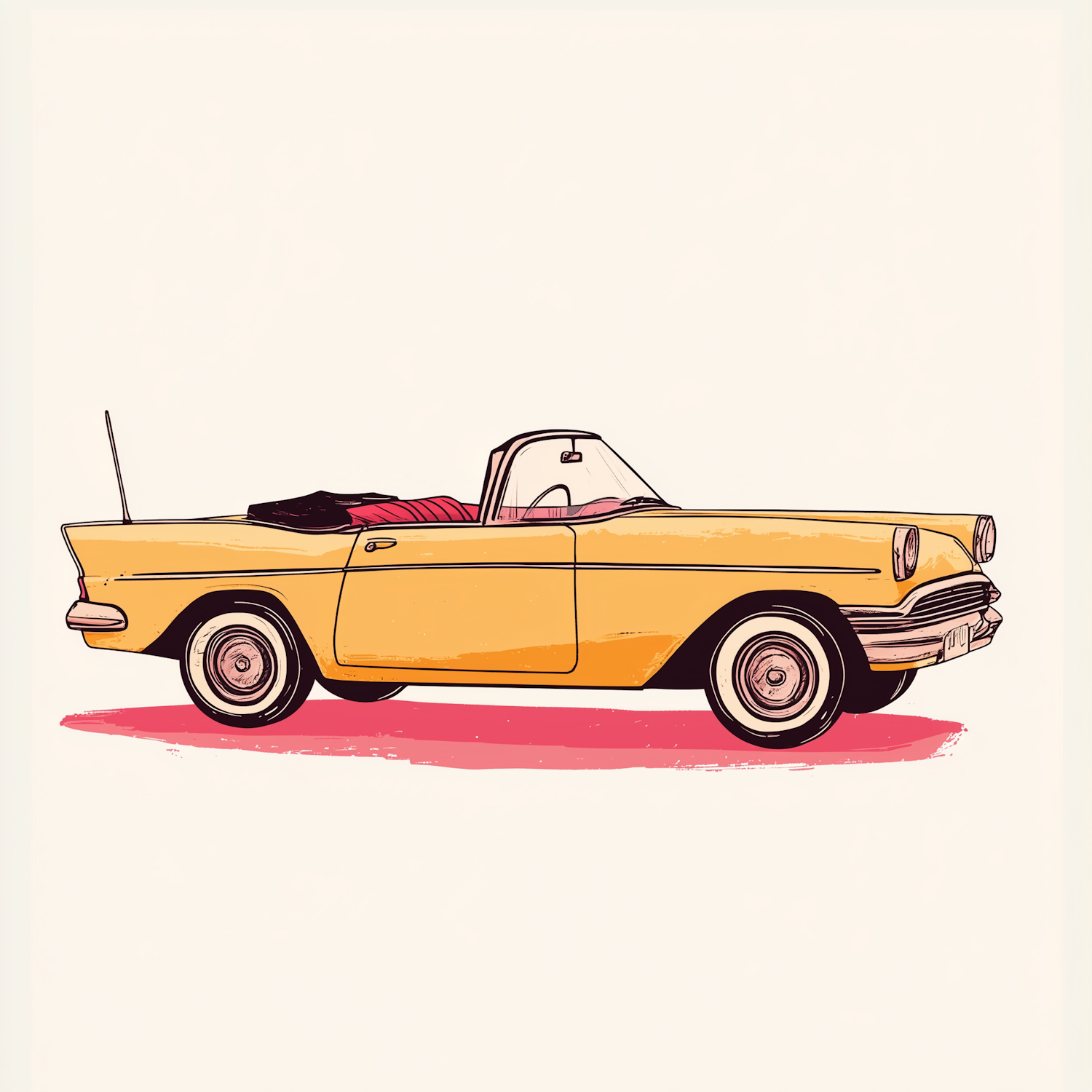 Vintage Convertible Car Illustration